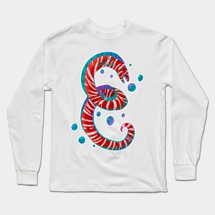 Red Zebra Moray Eel Fish as Letter E Long Sleeve T-Shirt